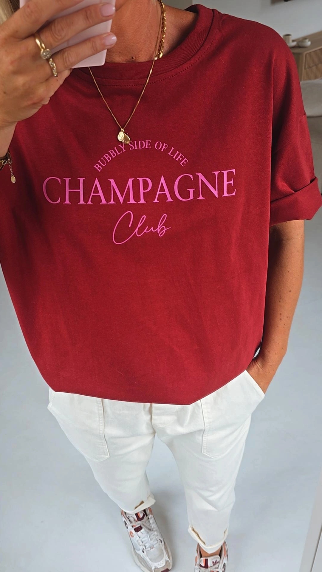 CHAMPAGNE CLUB cotton tee burgundy