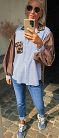 NINI oversized cotton striped shirt blue