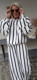 LUCIA striped cotton jogger pants white black