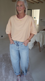 STRIPED BREEZE short-sleeved sweatshirt baby pink