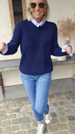 SILA striped shirt knit melêe navy