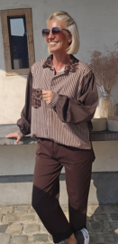 NINI oversized cotton striped shirt choco
