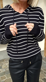 JOSJE striped knit hoodie black