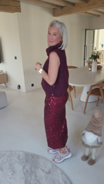 CHIQUE SPARKLE maxi wrap skirt burgundy