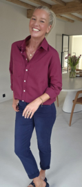 AVA basic cotton shirt burgundy