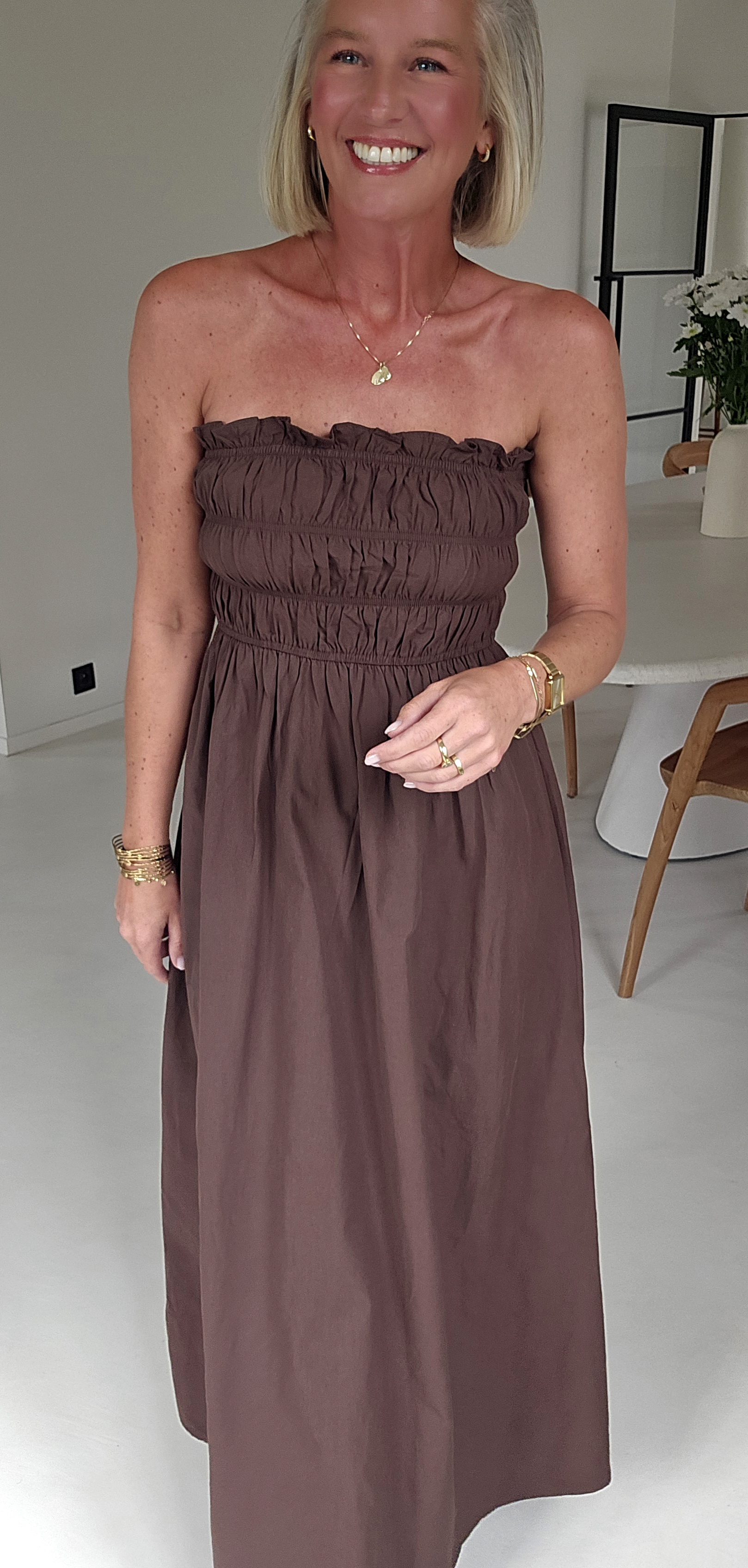 BENTHE bustier dress chocolate