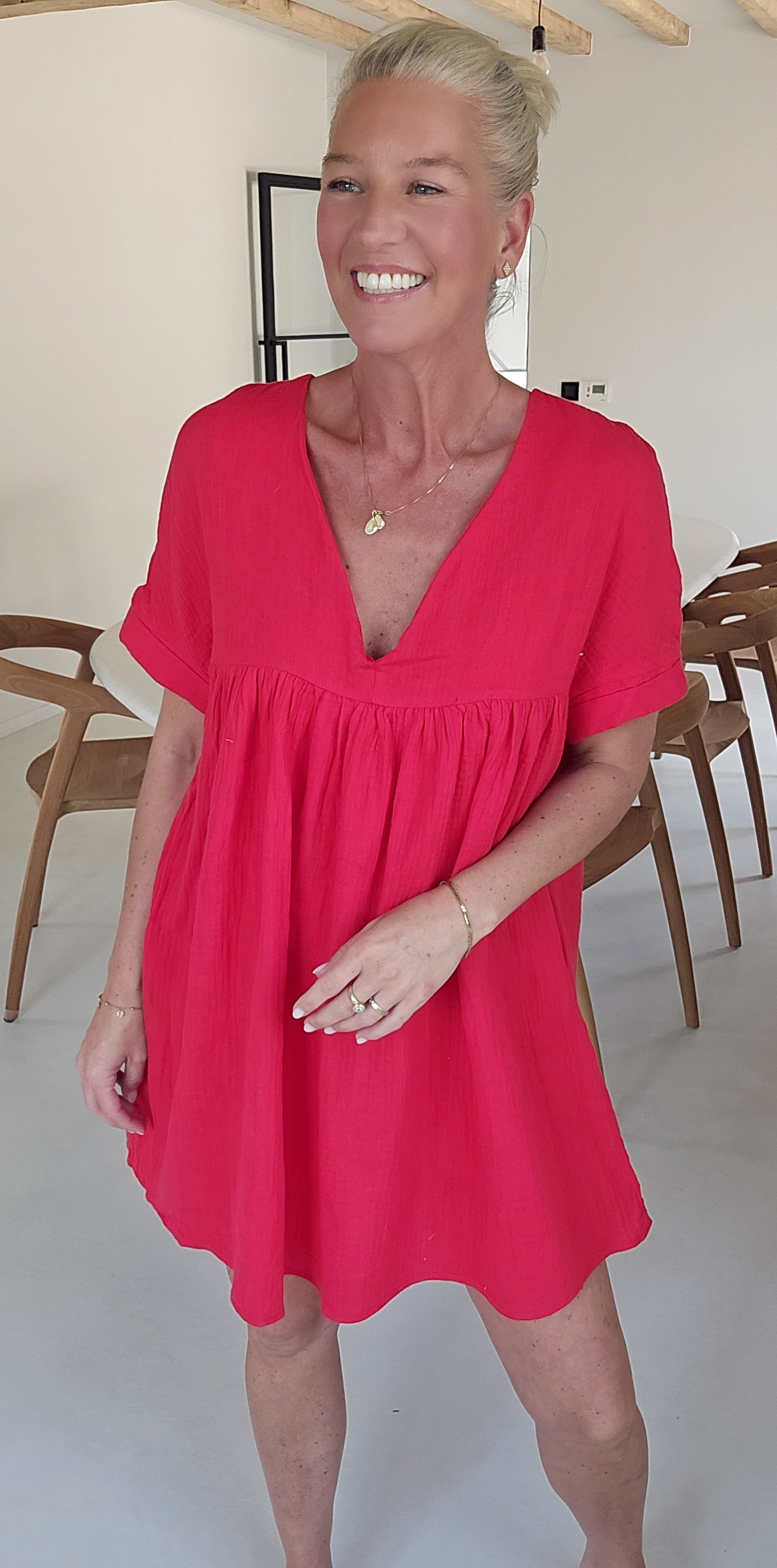 LOTJE tetra playsuit dress soft red