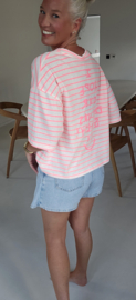 I HOPE YOUR DAY WAS SMILEY T-shirt neon pink