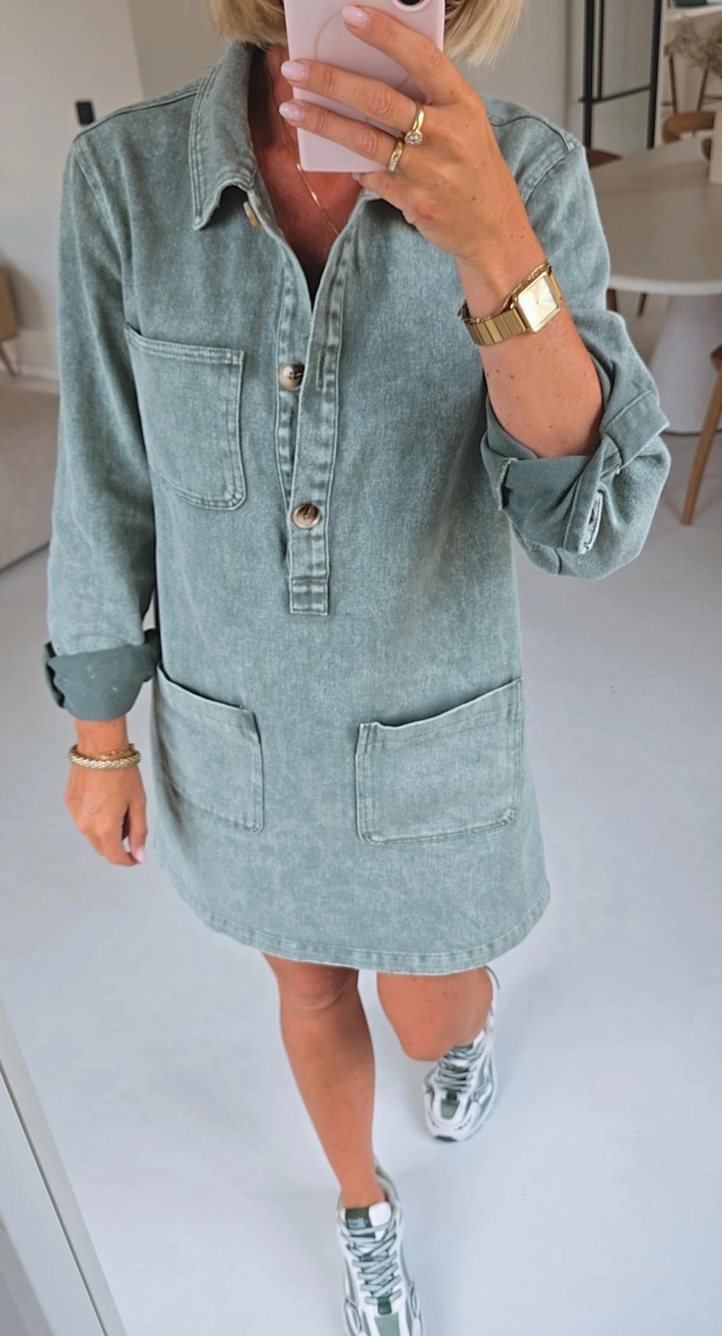 THE PERFECT jeans dress washed khaki