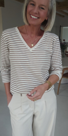 SOPHIA striped v-neck longsleeve camel
