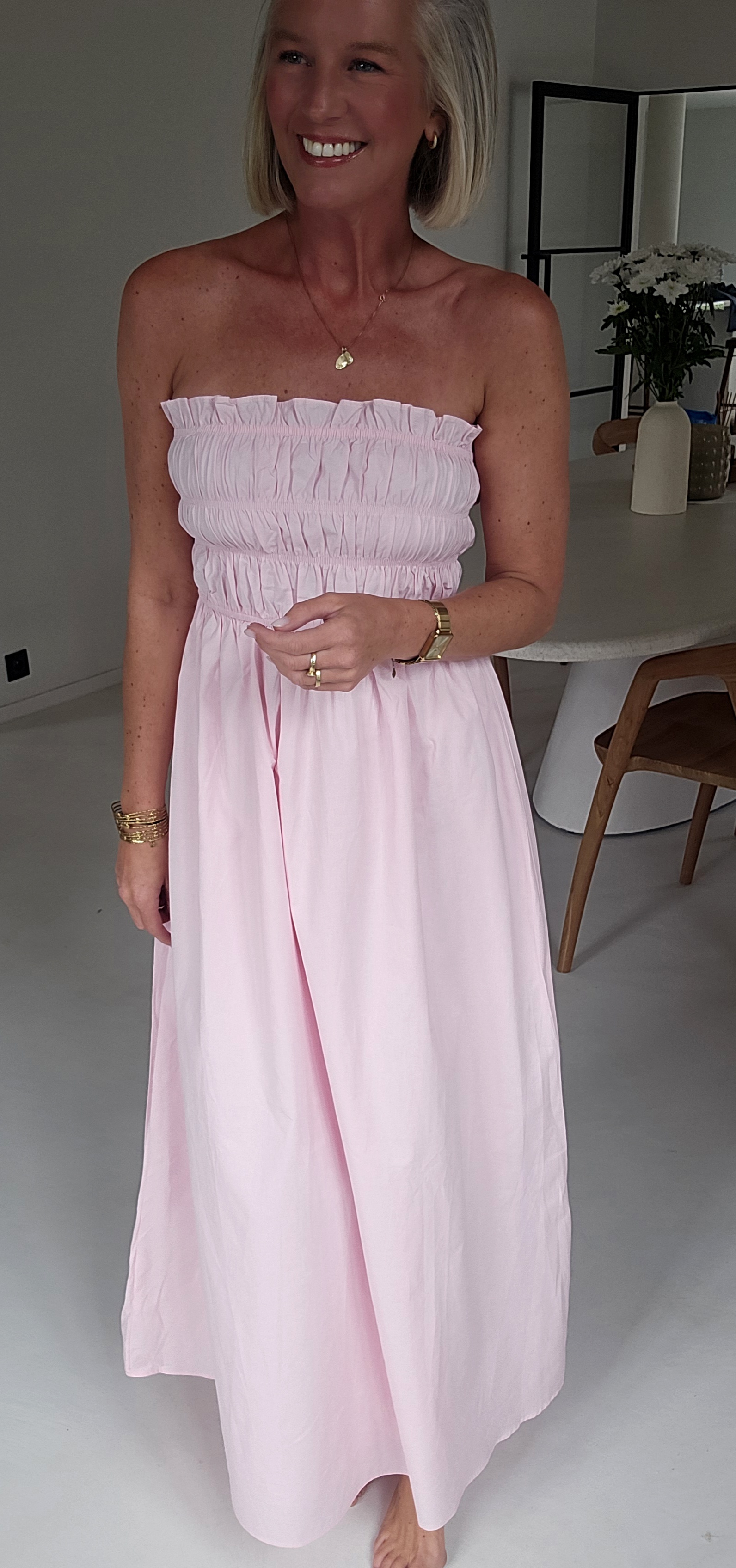 BENTHE bustier dress soft pink