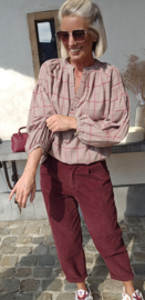 CECE checkered blouse burgundy