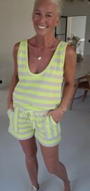 BIBI striped terry set neon yellow beige