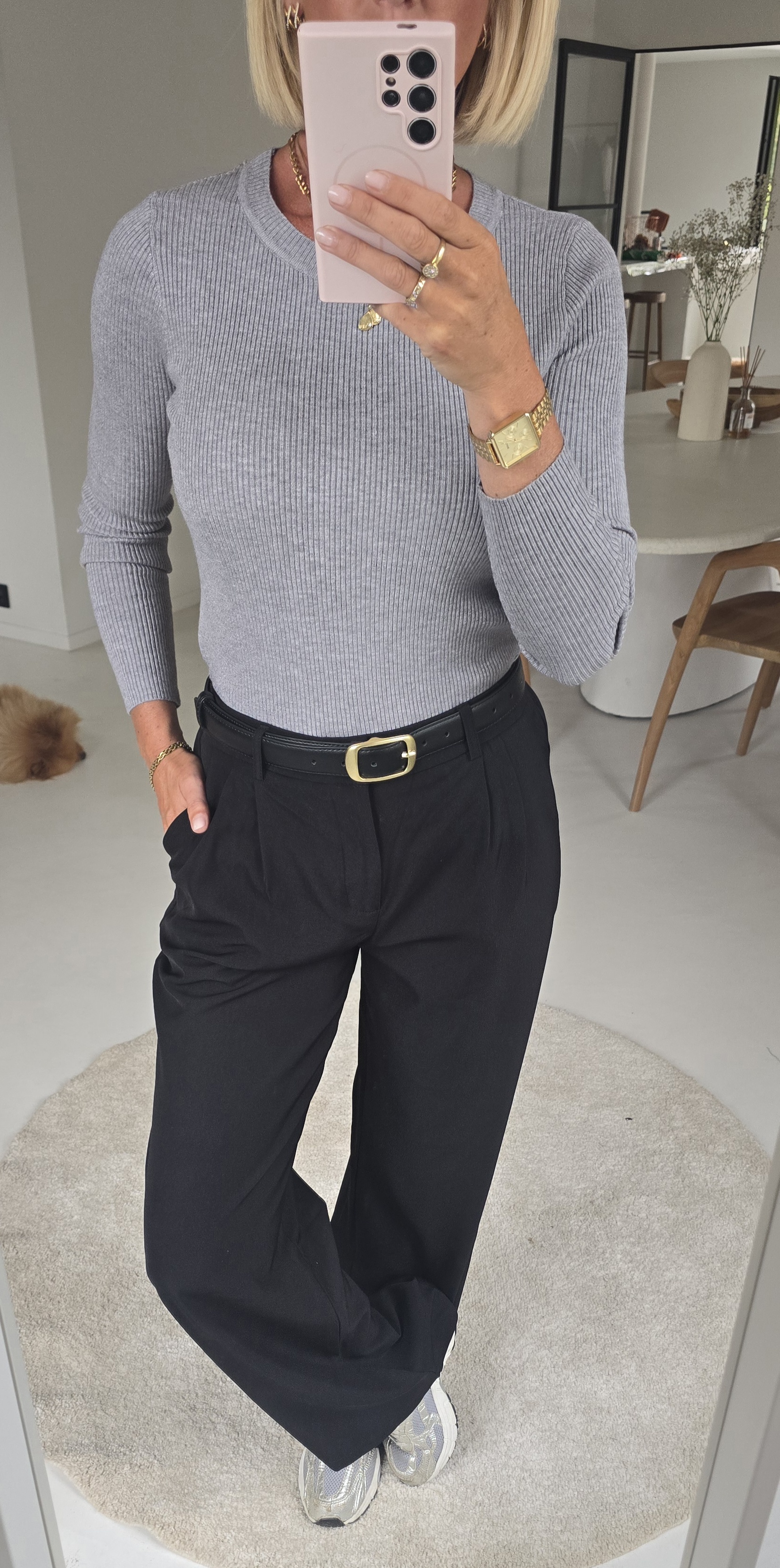AGATA loose wide leg pants black