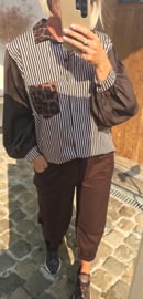 NINI oversized cotton striped shirt choco