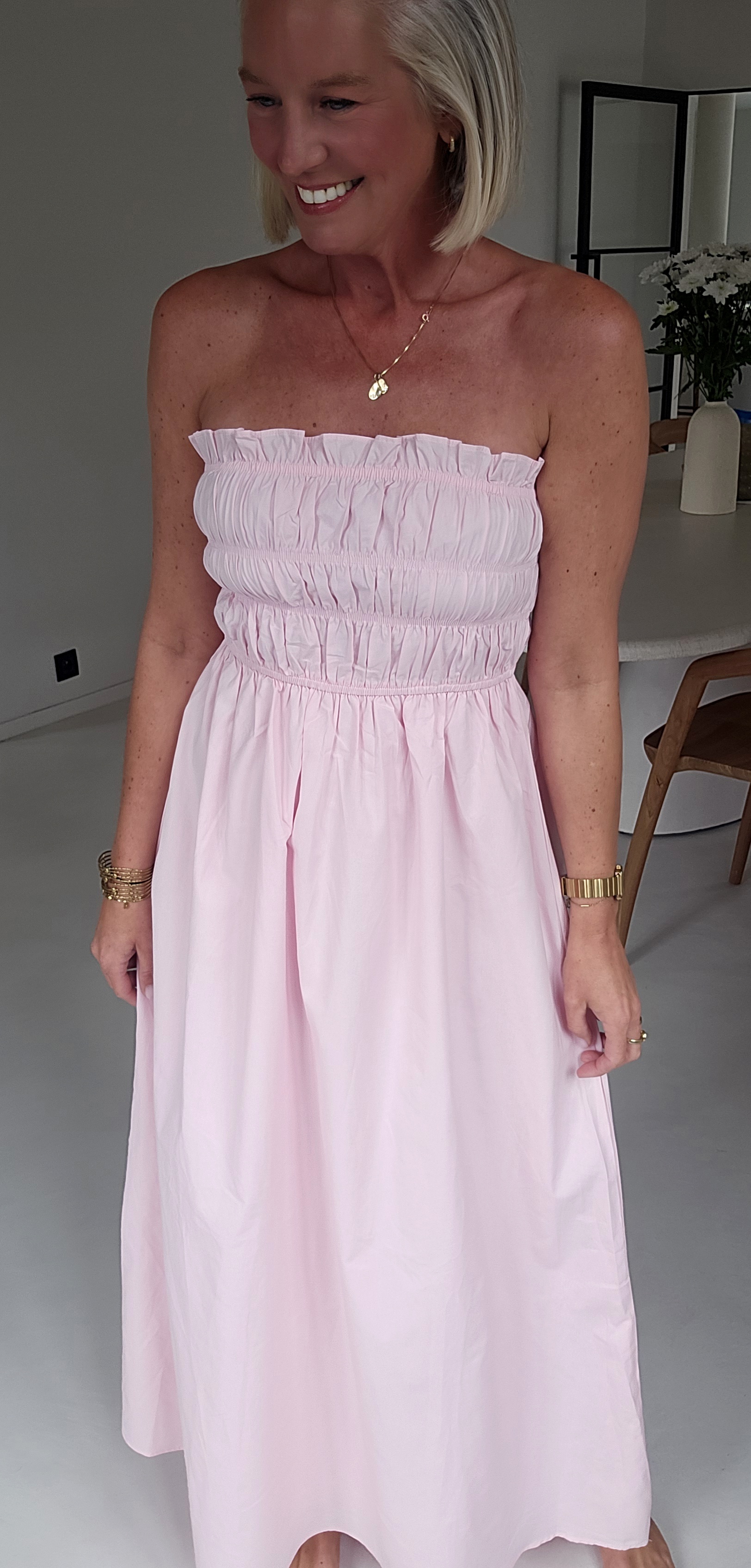 BENTHE bustier dress soft pink