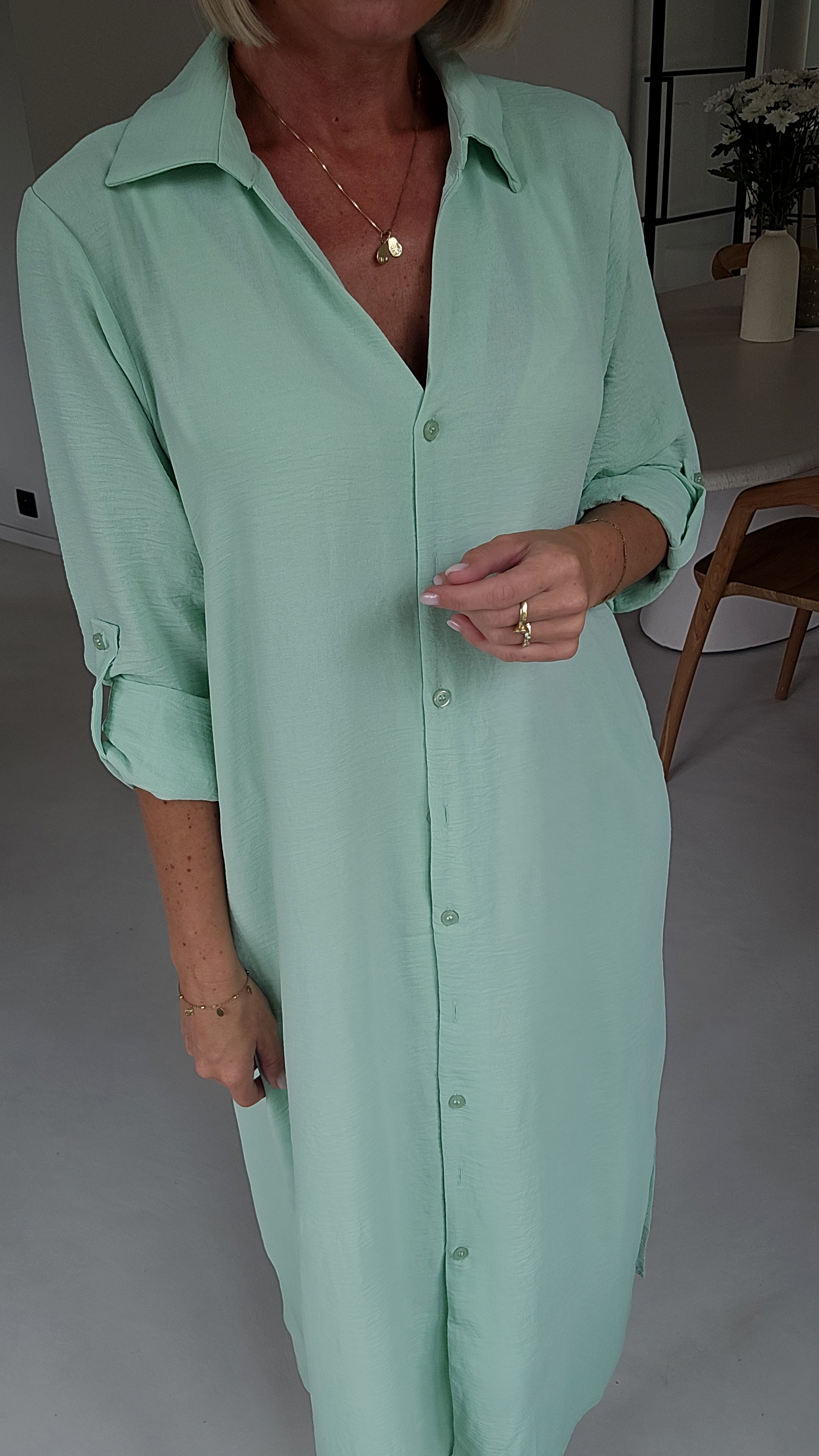 RHEA maxi shirt dress mint