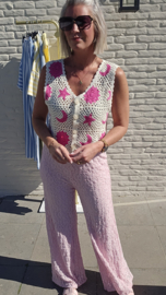 MOON AND STARS crochet cardigan fuschia