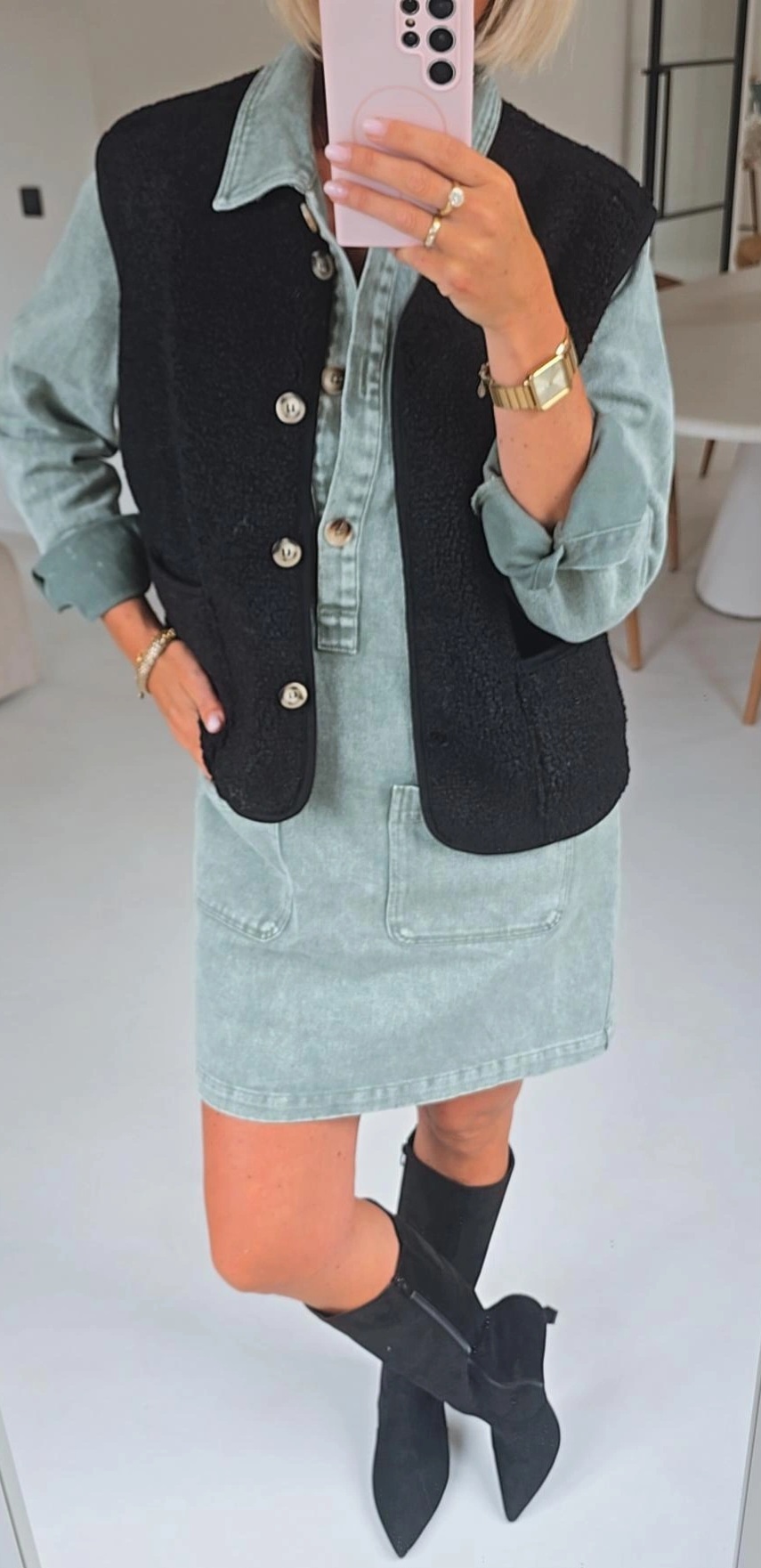MELIA sleeveless teddy jacket black