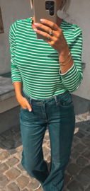 ESTEE striped cotton longsleeve green / white