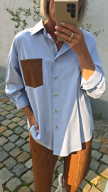 MADISON oversized cotton shirt soft blue