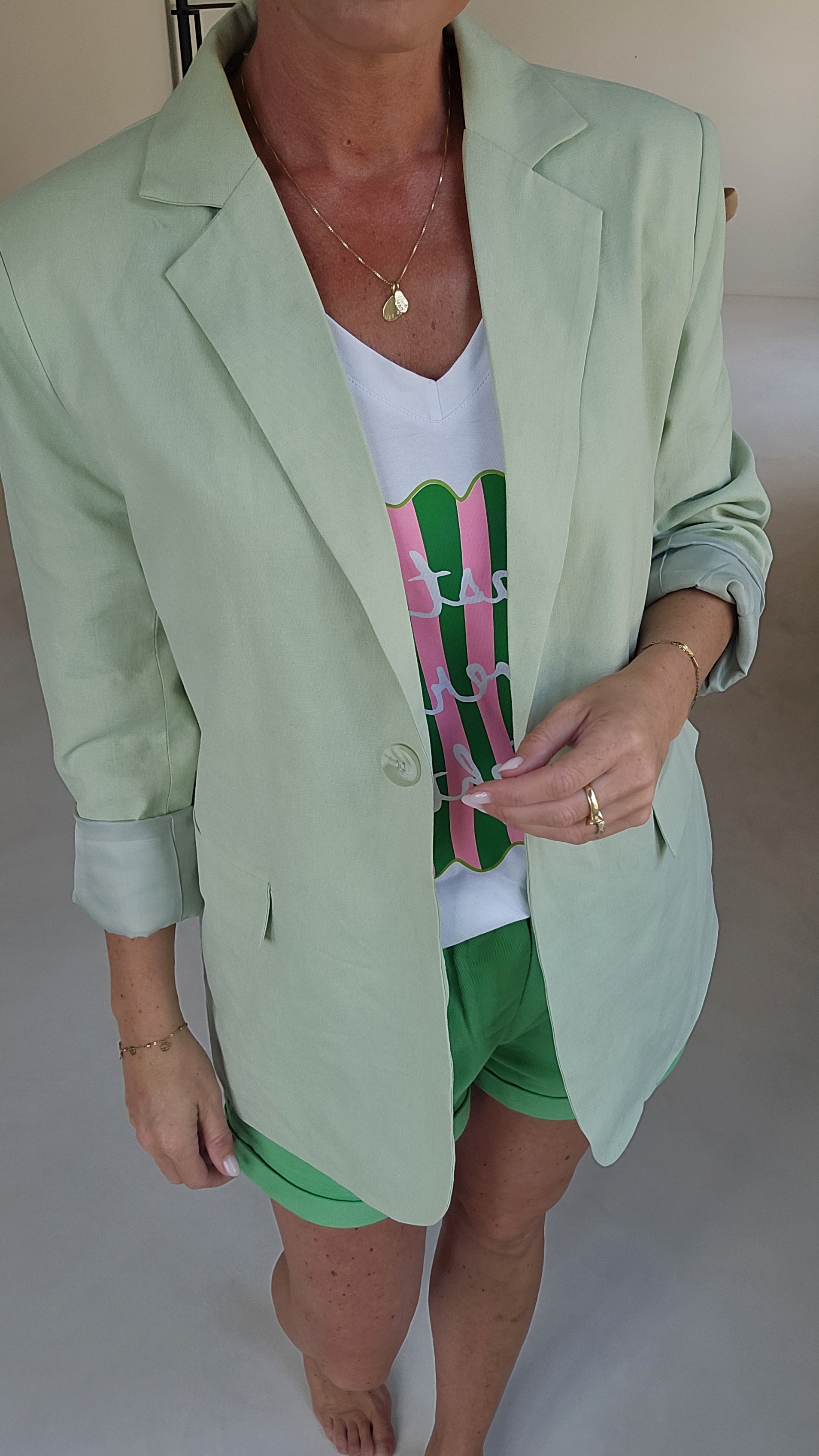 MILA linen cotton blazer soft mint