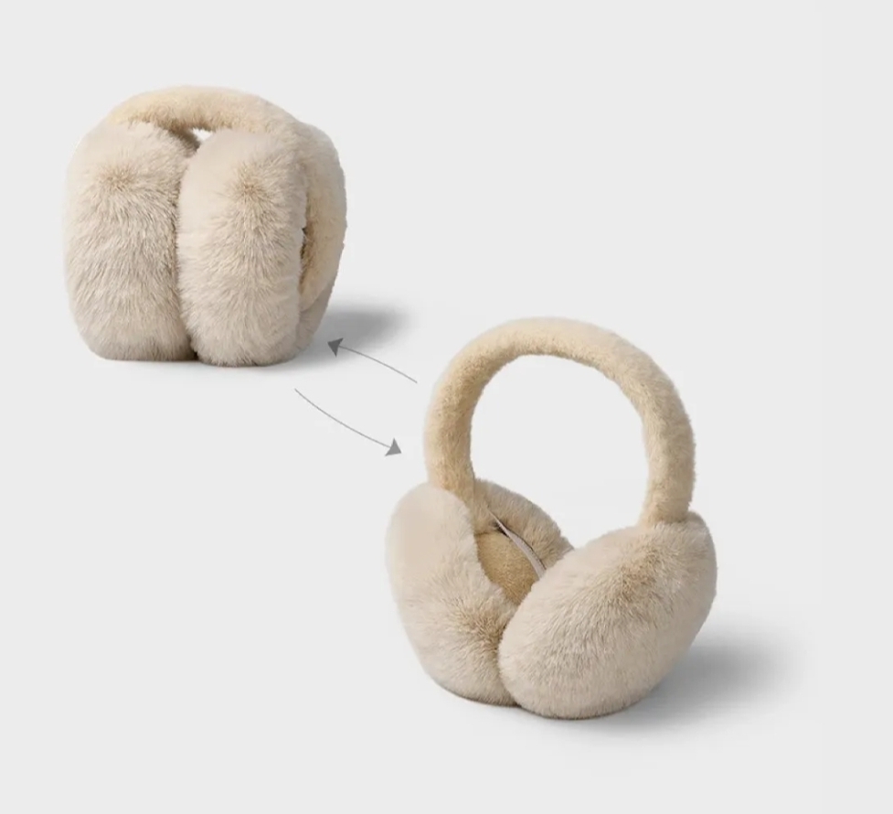 FANNY foldable faux fur earmuffs soft beige