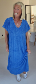 DIDI maxi terry T-shirt dress royal blue v-neck
