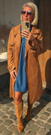 FALL VIBES suede trench coat camel