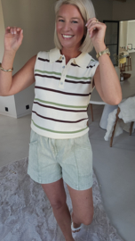 NELLA sleeveless polo knit chocolat green