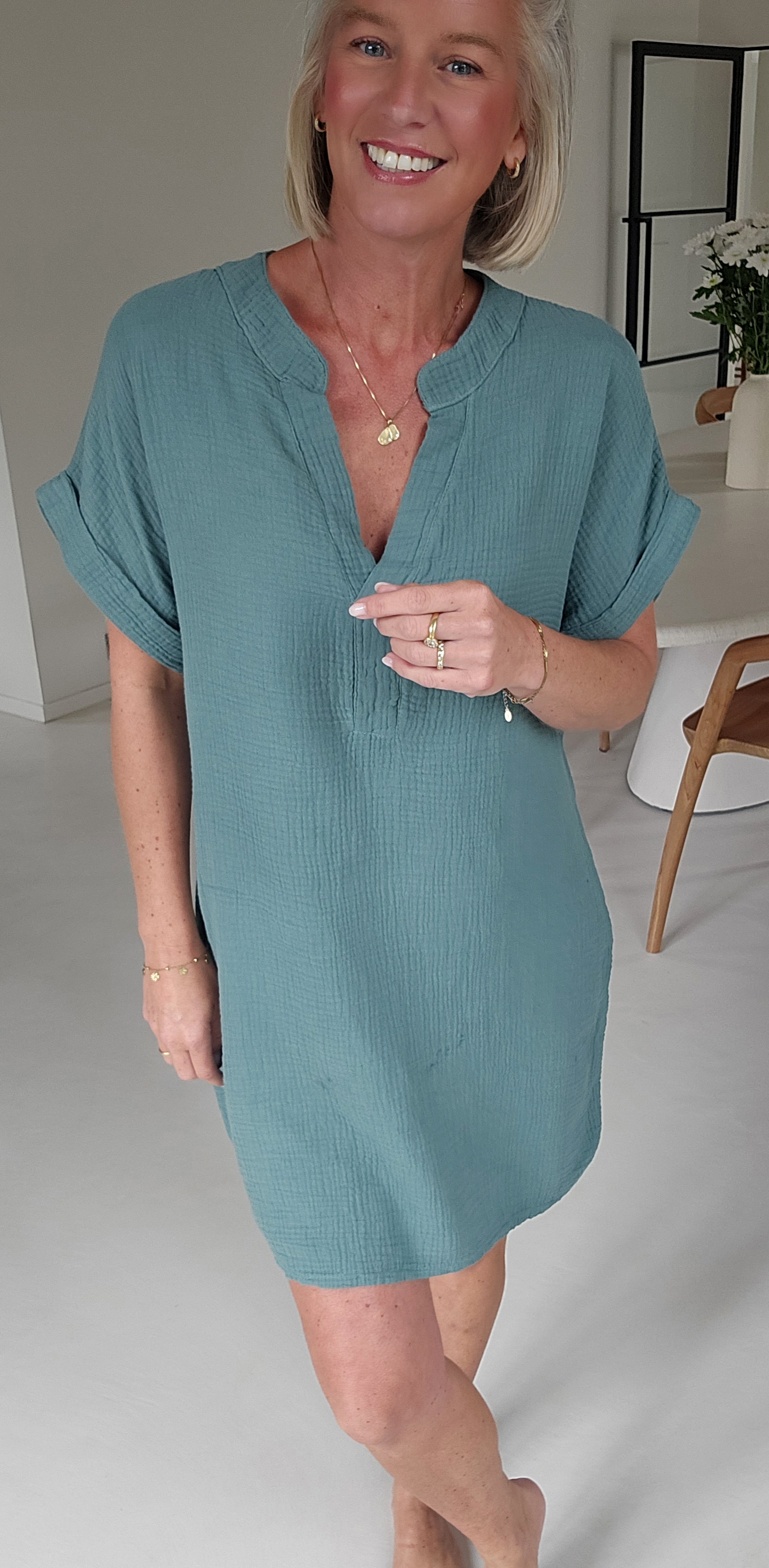 JOYOSA tetra dress sea green