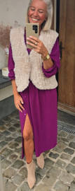 MISHA sleeveless faux fur jacket beige