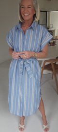 ELIZA striped maxi shirt dress blue