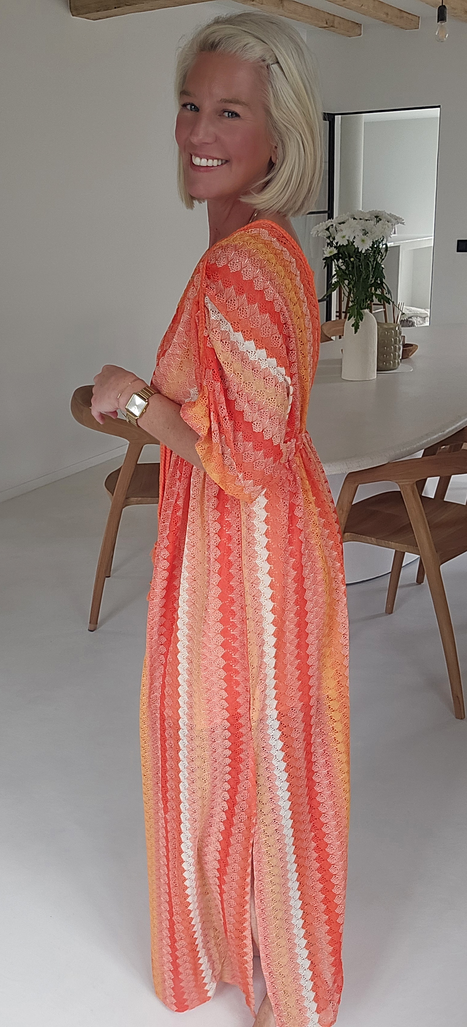 CANDICE maxi crochet dress orange