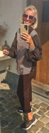 NINI oversized cotton striped shirt choco