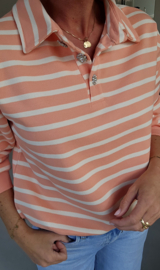 SONIE polo striped sweatshirt peach