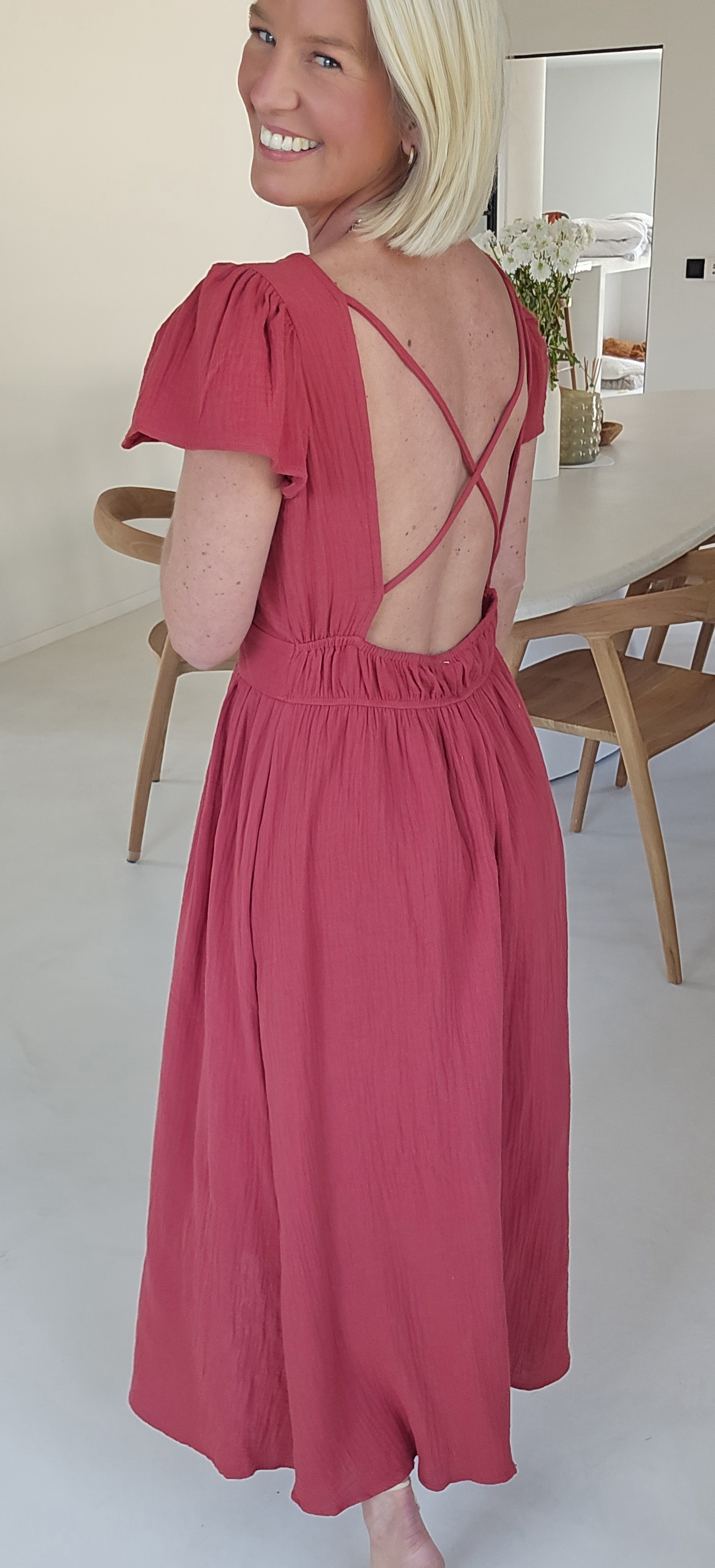 SAMANTE maxi tetra dress brick