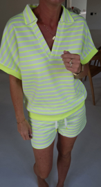ELLIE striped set neon yellow