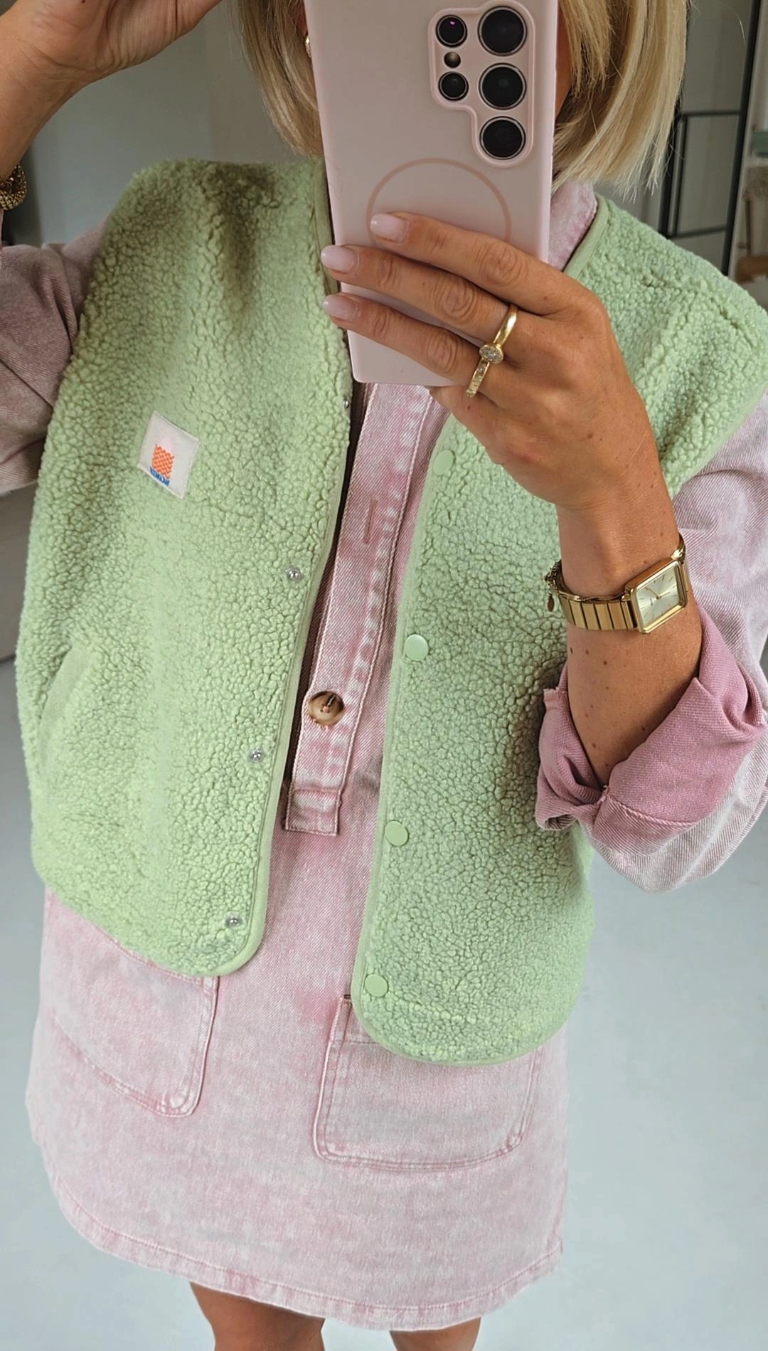 SIL sleeveless teddy jacket lime