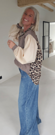 NINI oversized cotton striped shirt beige