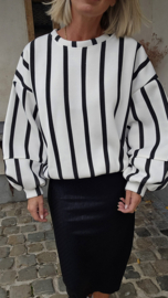 LUCIA striped cotton sweatshirt white black