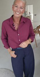 AVA basic cotton shirt burgundy