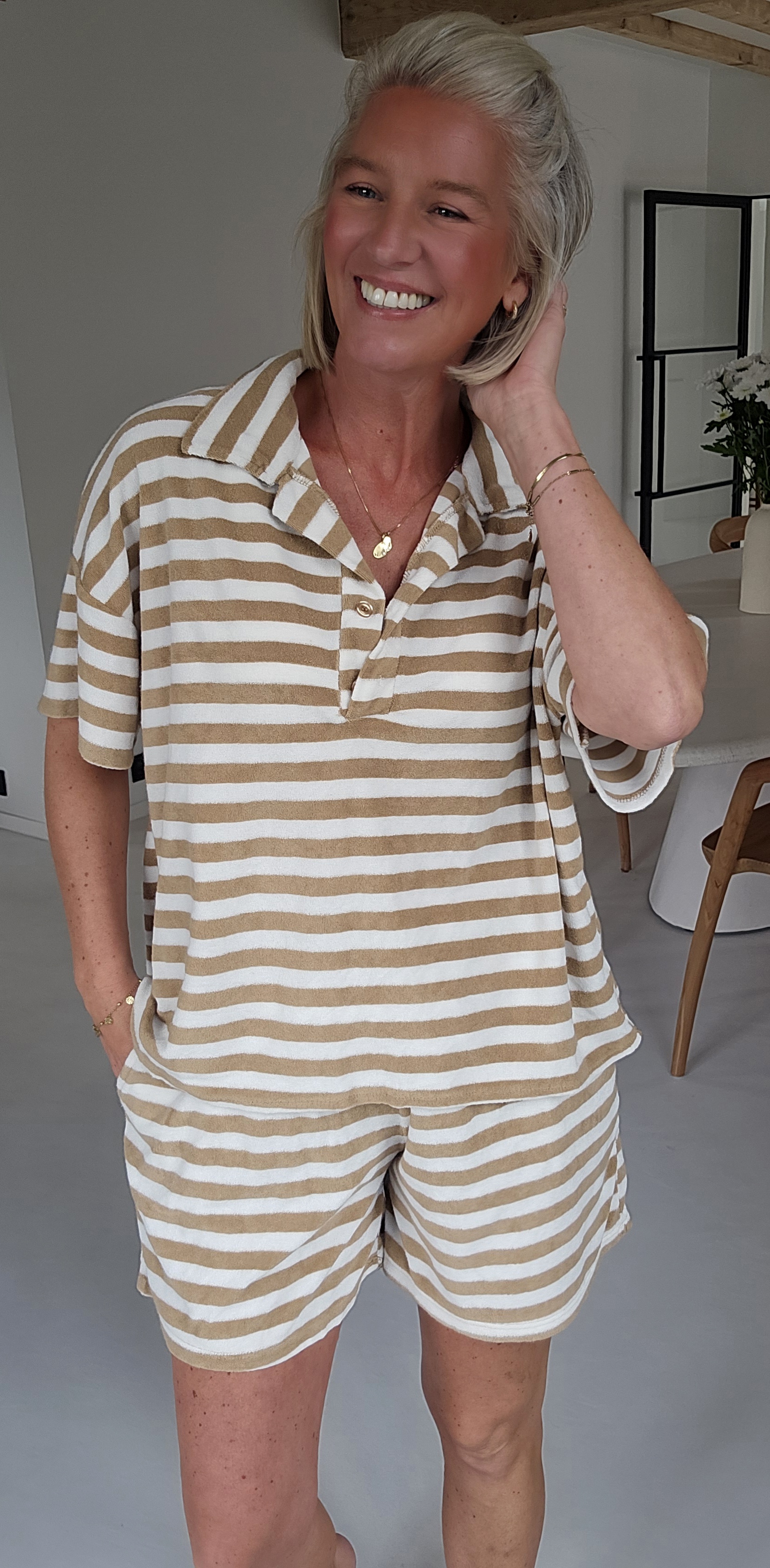 TITINE striped terry set camel