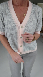 BESS short-sleeved cardigan soft grey