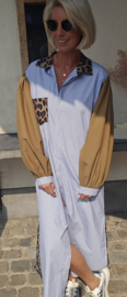 NINI oversized cotton maxi striped shirt dress blue