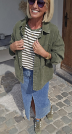 AYLIN oversized striped T-shirt khaki