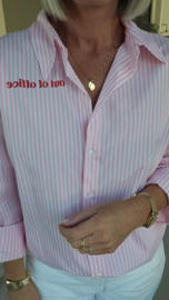 OUT OF THE OFFICE striped shirt pink