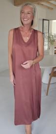 ADRIAN maxi satin dress hazelnut