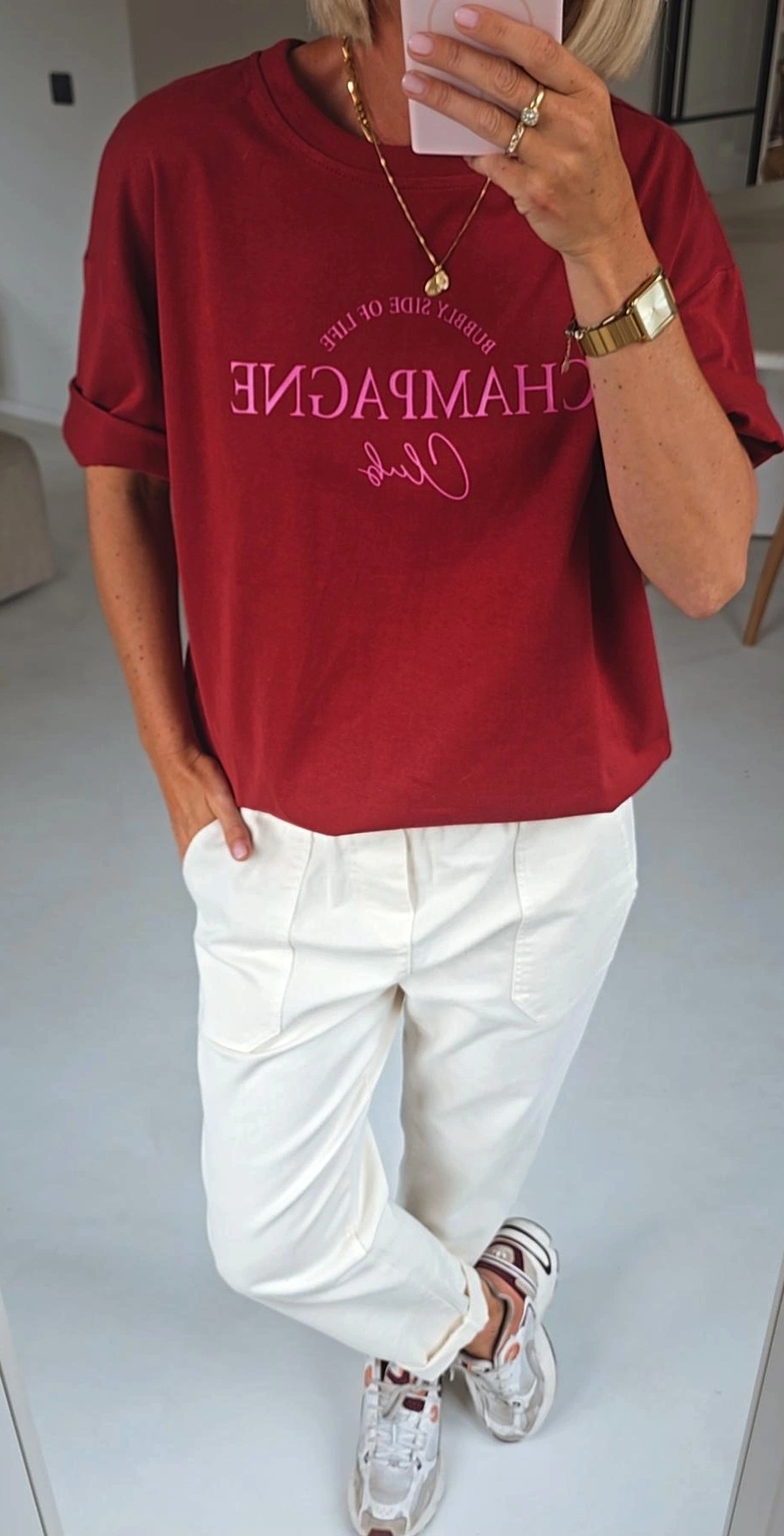 CHAMPAGNE CLUB cotton tee burgundy