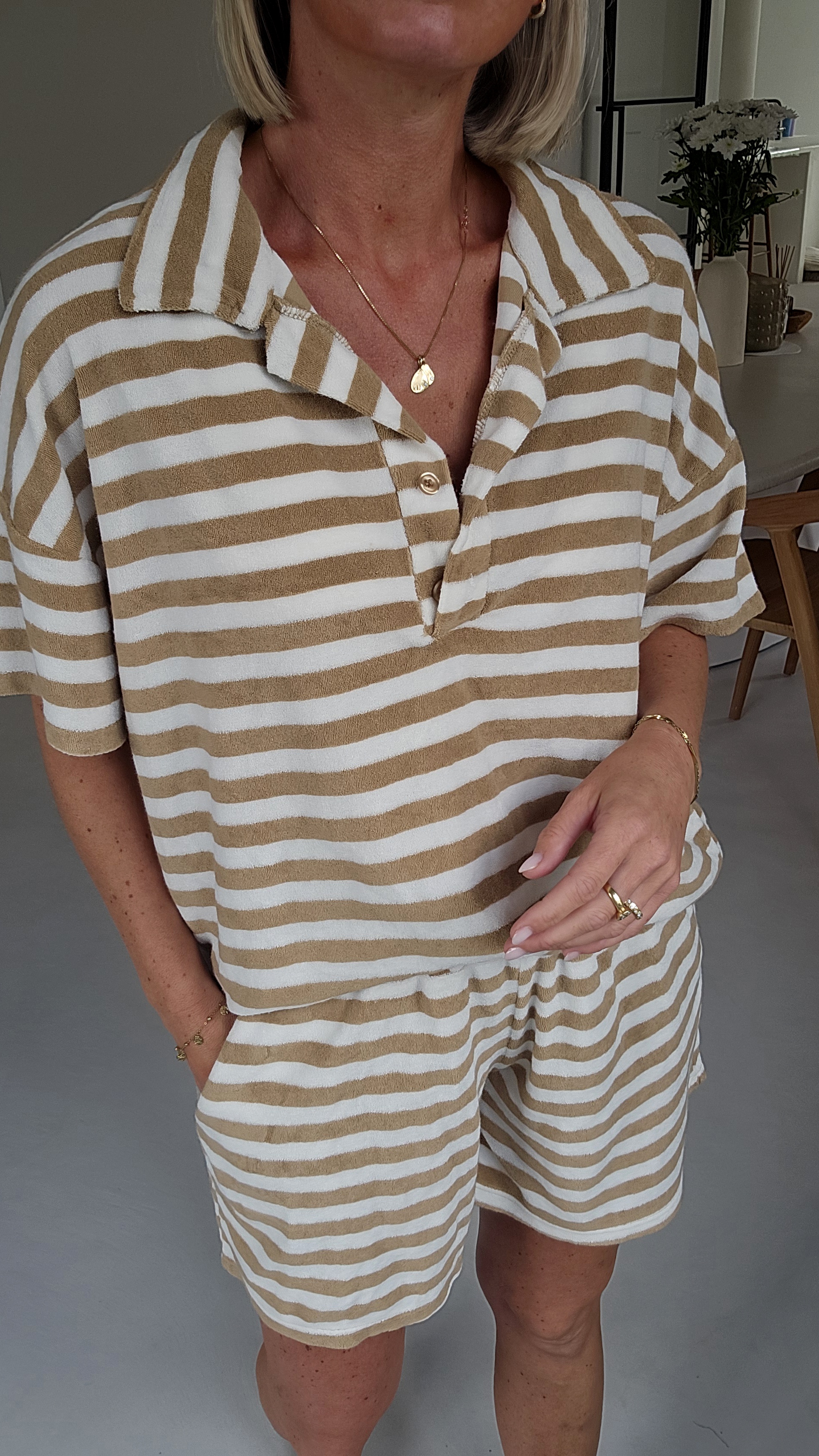 TITINE striped terry set camel